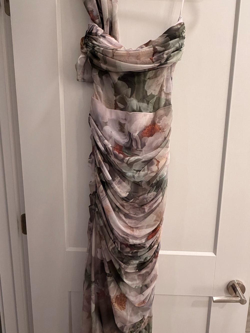 Abercrombie & Fitch Floral Draped One-Shoulder Maxi Dress